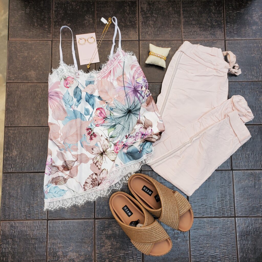 womens summer outfit lay flat